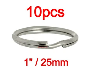 (10) TEN PACK 1" 25mm 925 STERLING SILVER Split Ring KEYCHAIN KEY RING CHAIN USA - Picture 1 of 4
