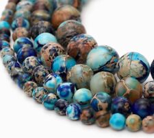 Blue Imperial Jasper Beads Strand Round Stone Jewelry Making 4mm 6mm 8mm 10mm