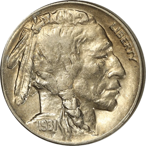 1931-S Buffalo Nickel 5c -Raw- Raw Ungraded Coin, AU Cover