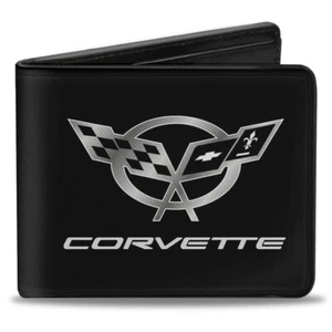 Bi-Fold Wallet - Corvette Black Silver CENTERED - Picture 1 of 3