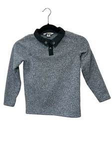 Lands End Boys Snap Fleece Gray Sweater Sweatshirt Pullover Size 5-6 - Picture 1 of 4