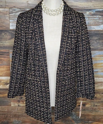 Blazer Chaqueta Deportiva Geométrica Negra y Dorada Nanette Lepore Nueva con Etiquetas Talla S $128 Foto 1 de 4