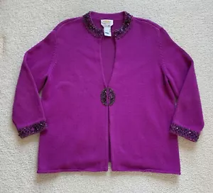 Talbots Woman Jewel Embellished Cardigan Sweater Cashmere Blend Knit Sz X Purple - Picture 1 of 11