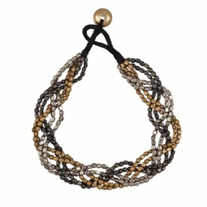 81stgeneration Multi Strand Bracelet Silver Black Gold Brass Braided Bead Cord - Imagen 1 de 3