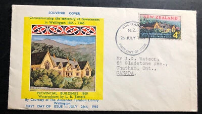 1965 Auckland New Zealand First Day Cover To Chatham Canada Provincial Buildings - Image 1 of 2