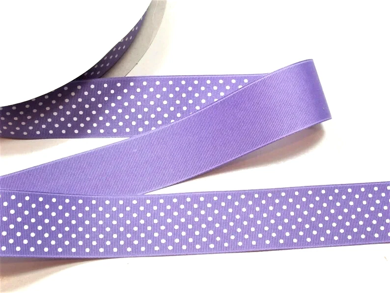 Cinta de grosgrain de punto de confeti púrpura 1 1/2" de ancho x 10 yardas blanco lila B40 Foto 1 de 4