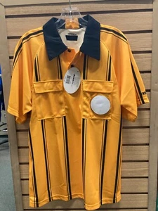 Kwik Goal Referee Jersey - Short Sleeve - Youth & Adult Sizes - Gold/Black - Picture 1 of 1