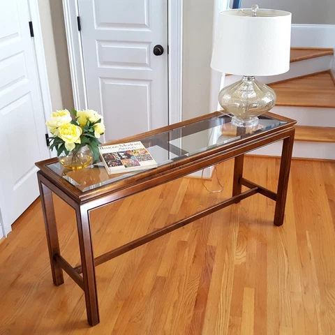 Vintage MCM Brandt Console/Sofa Table Lovely Beveled Glass Elegant & Stylish! Cover