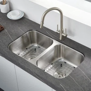 Undermount Double Bowl Stainless Steel Kitchen Sink 50/50 - Picture 1 of 4