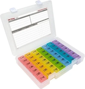 7 Times a Day Weekly Pill Box Organizer Case, Secure 7X Pillbox w/Medication Map - Picture 1 of 8
