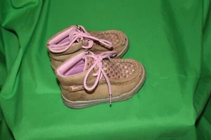 M&F western kids "twister" boots girls size 7 tan and pink leather light boot - Picture 1 of 17