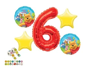 Winnie The Pooh 6th Birthday Balloon Bouquet Birthday Decorations Supplies - Picture 1 of 1
