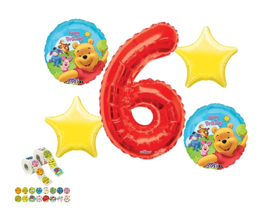 Winnie The Pooh 6to Cumpleaños Globo Ramo Cumpleaños Decoraciones Suministros Foto 1 de 1