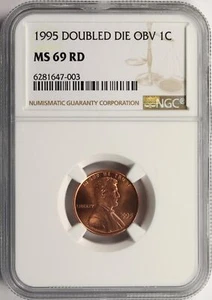 Centavo Lincoln DDO 1c 1995 doble troquelado anverso NGC MS69RD - Imagen 1 de 4