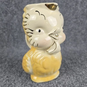 Vintage 1940s Shawnee Bird Chick Creamer Pitcher Yellow Pottery with Gold Trim - Picture 1 of 11