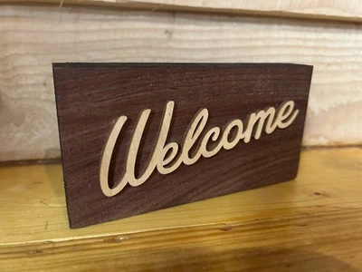 Welcome #2  Desk Top Memory Walnut Block 6" x 3" x  3/4" Thick - Image 1 of 2
