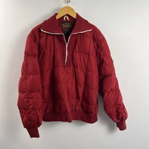 Eddie Bauer 80s VINTAGE Drivers Down Pullover Jacket Size XL RARE BRIGHT RED - Picture 1 of 9