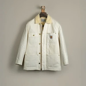 Carhartt WIP Fairmount White Cotton Dearborn Canvas Coat Size XS MSRP $288 - Picture 1 of 11