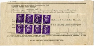 Luogotenenza Lire 10 "Novara" otto esemplari su frammento - Picture 1 of 1