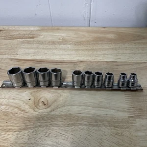 SNAP-ON 10 piece 3/8" Drive 6 Point Shallow Chrome Metric Socket Set READ - Picture 1 of 6