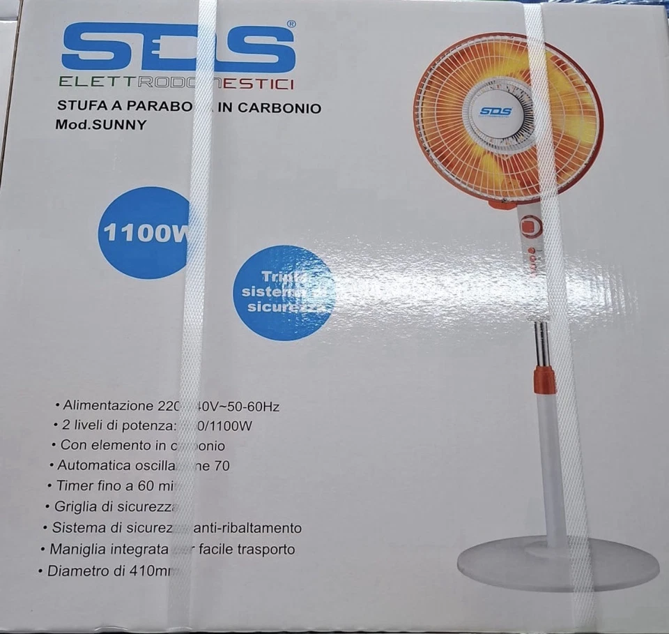 Stufa A Piantana Parabola Oscillante Al Carbonio  1100 WATT  h. 131 cm SDS - Immagine 1 di 4