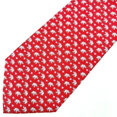 Salvatore Ferragamo Corbata de seda Elefante Corazón auténtico hecho en... - Imagen 1 de 4