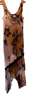 Maxi Vestido Adrianna Papell Boutique Rosa Oscuro Ombré Y2k Años 90 Seda Sin Mangas Cuentas L - Imagen 1 de 7