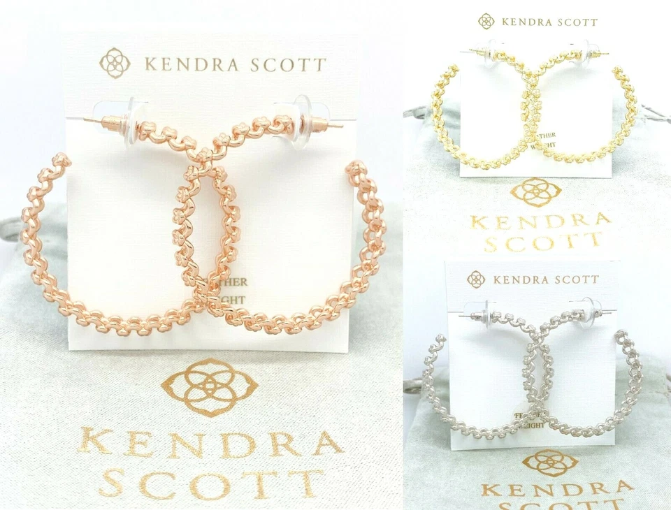New KENDRA SCOTT Women Celebrity's Style Rhodium Gold Fallyn Hoop Earrings - Image 1 of 1