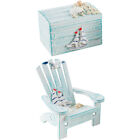Miniature Nautical Lounge Chair & Wood Box Model Set for Home Decor