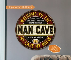Welcome To The Man Cave Sign Shop Garage Den Wall Decor Dad Gift 100142001008 - Picture 1 of 6