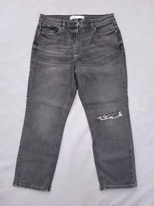 Next Jeans Size 14 Petite Straight High Waist Grey with Stretch - Picture 1 of 5