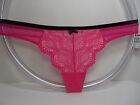  Vintage Panties - Blush Victory Bright Rose Sheer & Lace Thong Panty Size L 