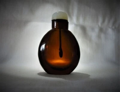 Antique Peking Glass Snuff Bottle with Jade Stopper - Image 1 of 4