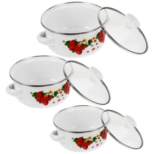 3 Pcs Dreiteiliges Mini-Suppentopf-Set Emaillierter Kochtopf Kleiner - Bild 1 von 12