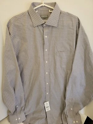 Michael Kors Para Hombre 17.5 38/9 Calce Alto Gris Cuadros Mezcla de Algodón Elástico Sin Planchar Foto 1 de 4