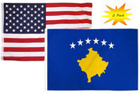 3x5 USA Police Blue Kansas State 2 Pack Flag Wholesale Set Combo 3'x5'