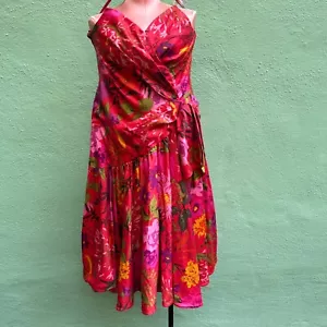 Mignon by Dorothy Farbo Dress Floral Strapless Vintage Retro Pinup Party Long XL - Picture 1 of 15