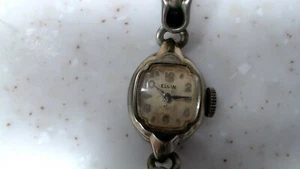 Vtg Elgin Watch Wristwatch SUEDE Band, FOR PARTS UNTESTED  - Picture 1 of 8