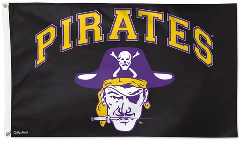 EAST CAROLINA PIRATES Pirate-on-Black NCAA 3'x5' Deluxe Wincraft Team FLAG Cover
