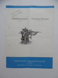 c.1950 AMSTRUPS MASKINFABRIK Woodworking Tenoning Machine Tool Catalog Sheet VG - Picture 1 of 4