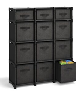 Nestl 12 Cube Storage Organizer Shelves Cubby Drawers BLACK OPEN BOX READ BELOW