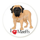 I Love Mastiff Round Labels Scrapbook Stickers Envelope Seals - Matte or Glossy