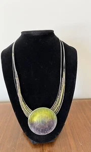 Collar Cosmos Círculo Boho Hippie Joyería Retro Verde Púrpura Multi Hilo - Imagen 1 de 10