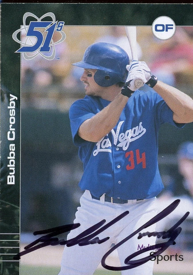 2001 Las Vegas 51s BUBBA CROSBY Signed Card autograph AUTO DODGERS YANKEES - Image 1 of 1