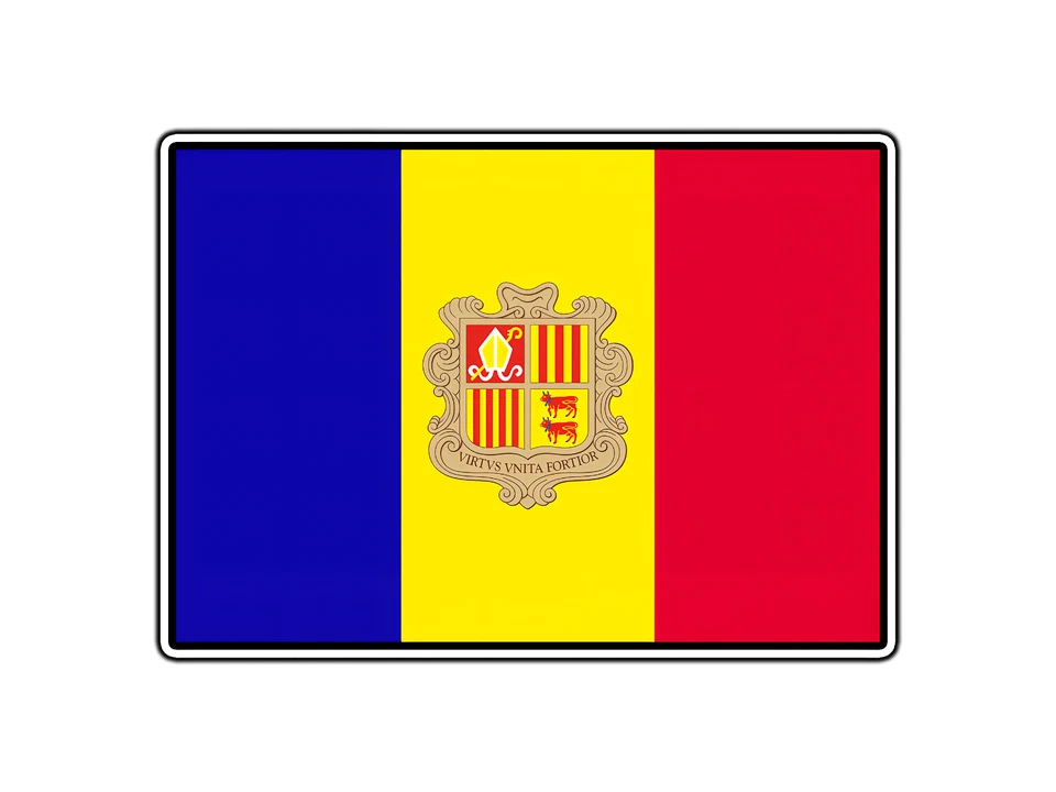Andorra Bandera Mundo País Pegatina Impermeable Vinilo Calcomanía Troquelada Coche Laptop Foto 1 de 1