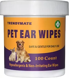 Pet Ear Wipes for Dogs & Cats | Gently Remove Ear Wax, Sooths & Deod 100 count - Picture 1 of 6