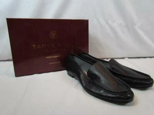NIB Taryn Rose Collection Weatherproof Black Flat Tumbled Leather Sz 9.5 M - Picture 1 of 11