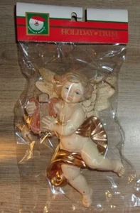 Kurt Adler Mondo di Babbo Natale 7" Angelo/Cherubino che tiene una lira ornamento H2062 NOS - Foto 1 di 2