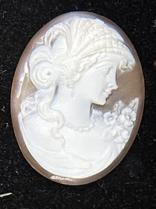 VINTAGE VICTORIAN UNMOUNTED SHELL CAMEO  Del Gatto - Picture 1 of 10