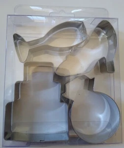 4 pc Cookie Cutters "Wedding Set" --- cake, diamond ring, shoe & champagne glass - Picture 1 of 3